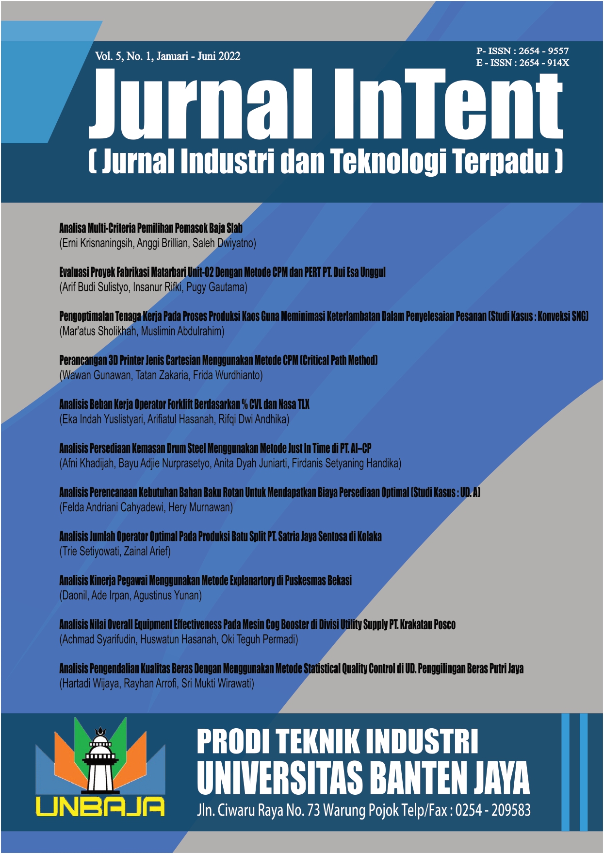 COVER JURNAL INTENT JANUARI - JUNI 2022